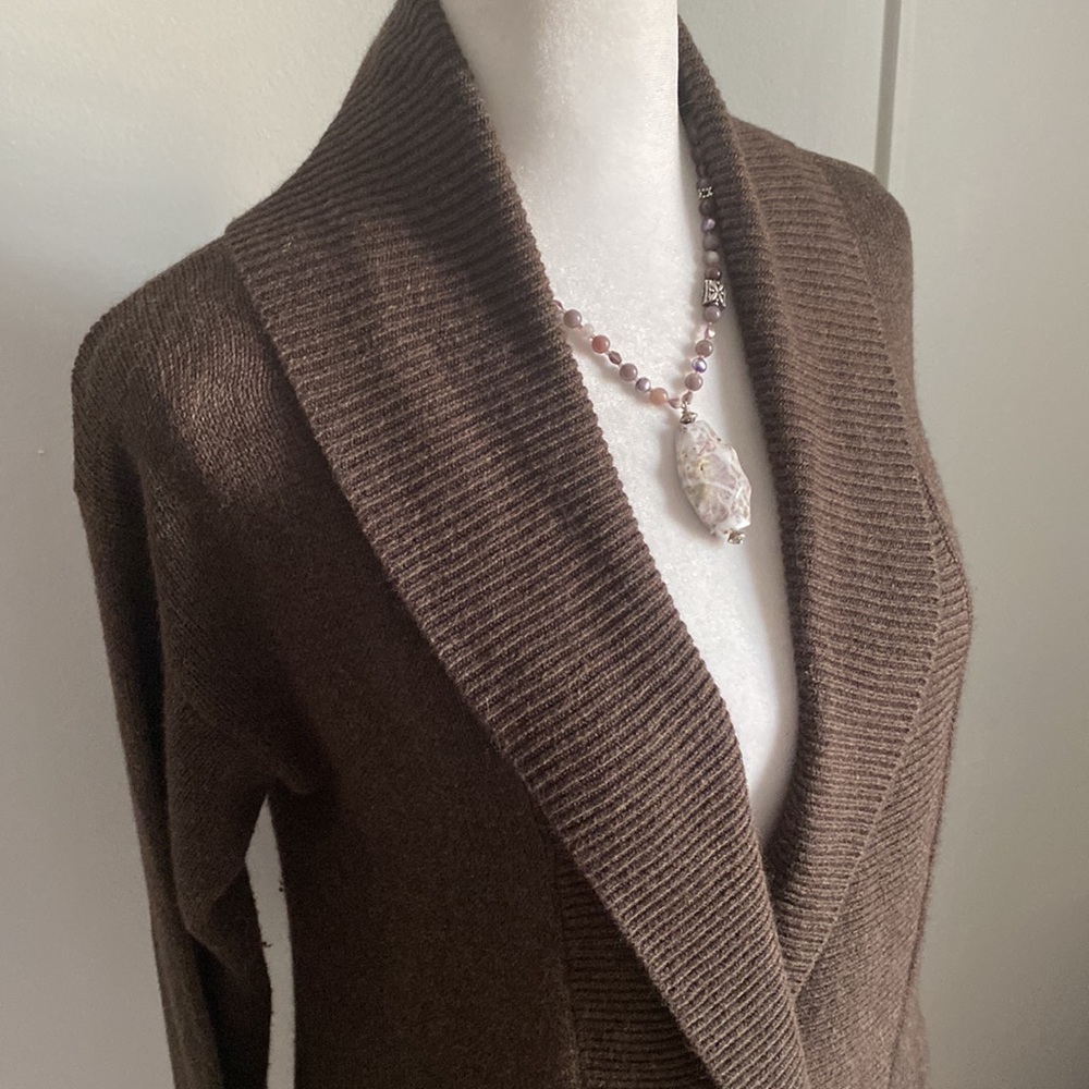 Vintage Banana Republic Women’s Long Wide Collar Surplice Angora Blend Sweater - Picture 6 of 8
